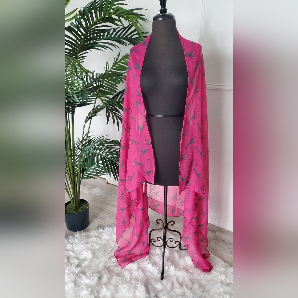 LAST PRICE DROP! Giraffe Pink & Gray Women's Shawl/Coverup